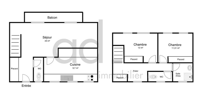 Appartement - 72 m² - 3 pièces