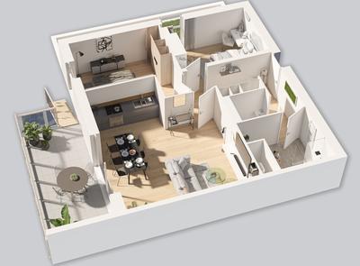 Appartement - 75 m² - 3 pièces