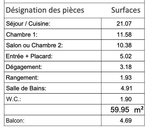 Appartement - 60 m² - 3 pièces