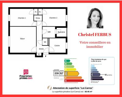 Appartement - 60 m² - 3 pièces