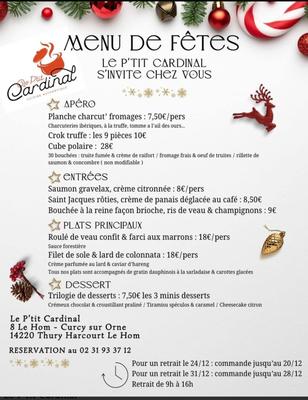 Menu de fêtes le p'tit cardinal s'invite chez vous