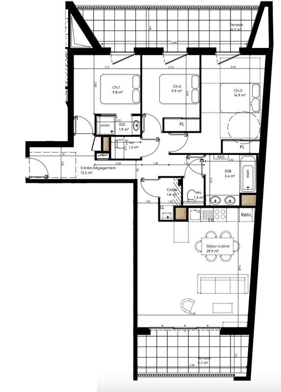 Appartement - 90 m² - 4 pièces