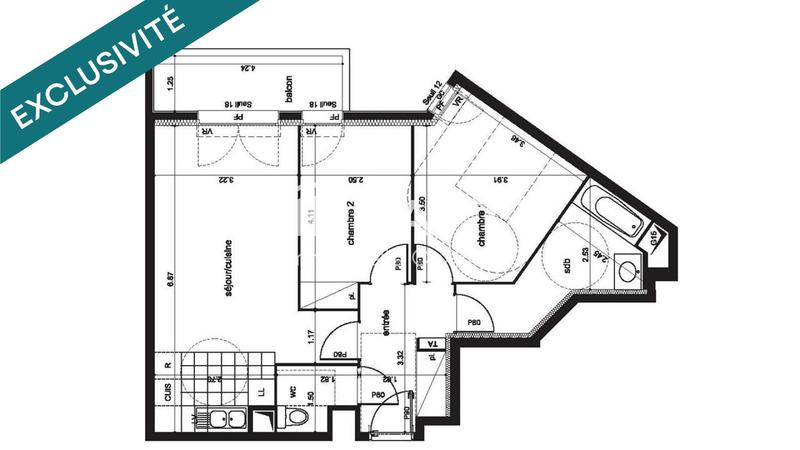 Appartement - 60 m² - 3 pièces