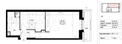 Appartement - 48 m² - 2 pièces