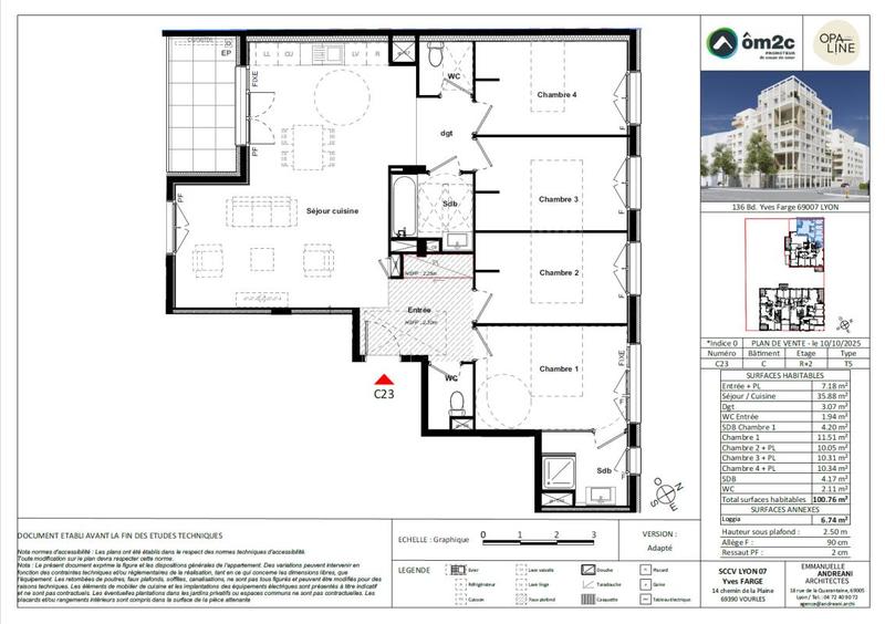 Appartement - 100 m² - 5 pièces