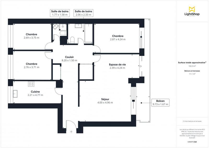 Appartement - 104 m² - 4 pièces