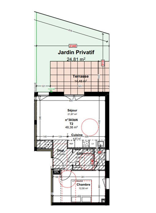 Appartement - 48 m² - 2 pièces