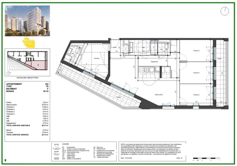Appartement - 92 m² - 5 pièces