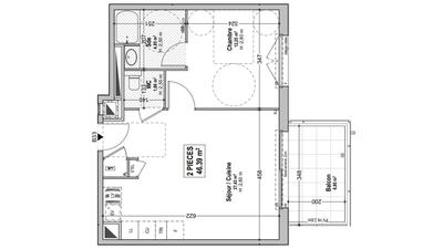 Appartement - 46 m² - 2 pièces