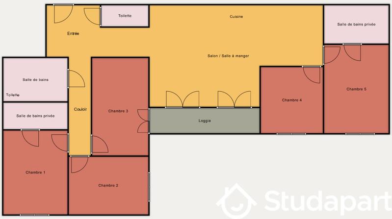 Chambre - 20 m² - 1 pièce