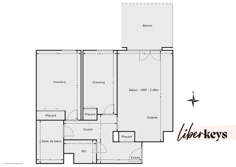 Appartement - 58 m² - 3 pièces
