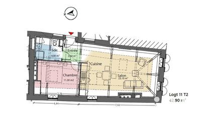 Appartement - 43 m² - 2 pièces