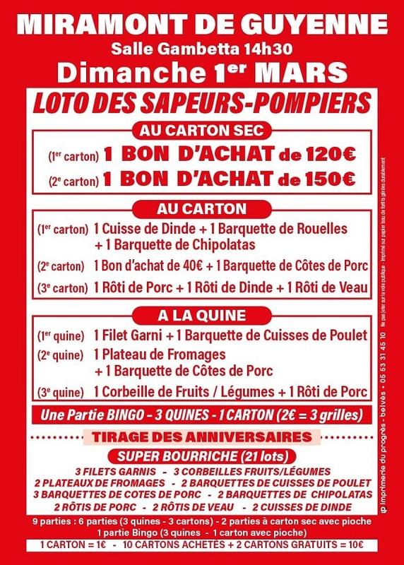 Loto de l'amicale des Sapeurs-Pompiers