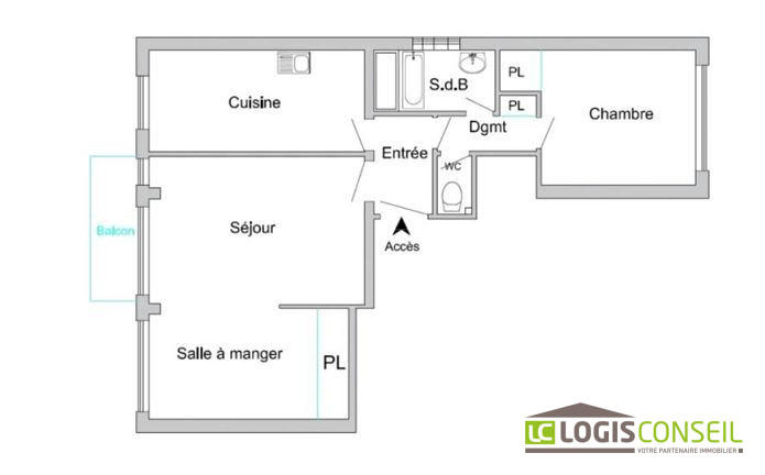 Appartement - 62 m² - 3 pièces