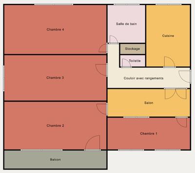 Chambre - 17 m² - 4 pièces