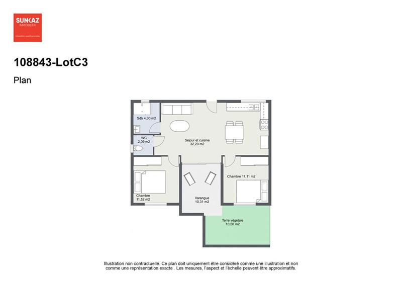 Appartement - 57 m² - 3 pièces