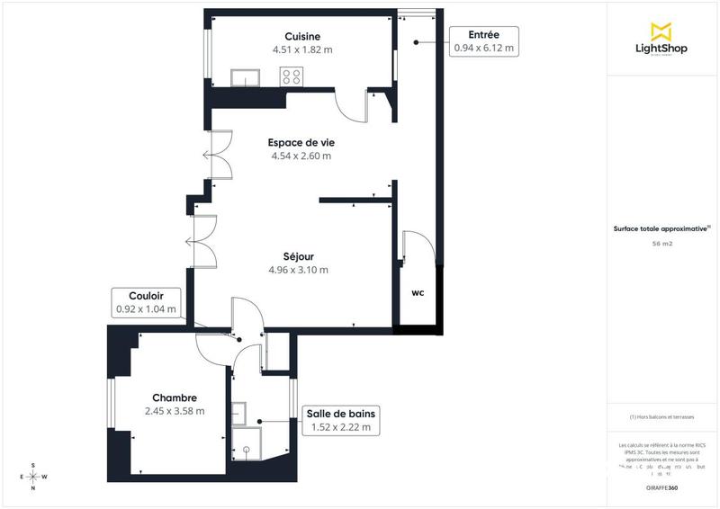Appartement - 56 m² - 3 pièces