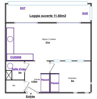 Appartement - 36 m² - 2 pièces
