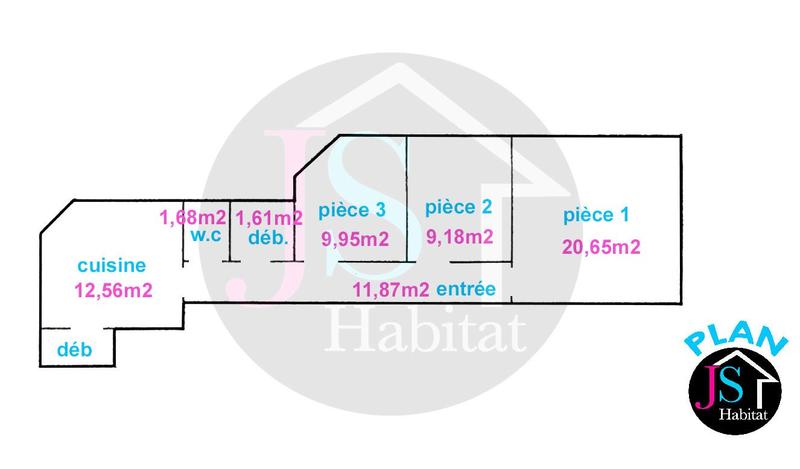Bureau - 70 m² - 3 pièces