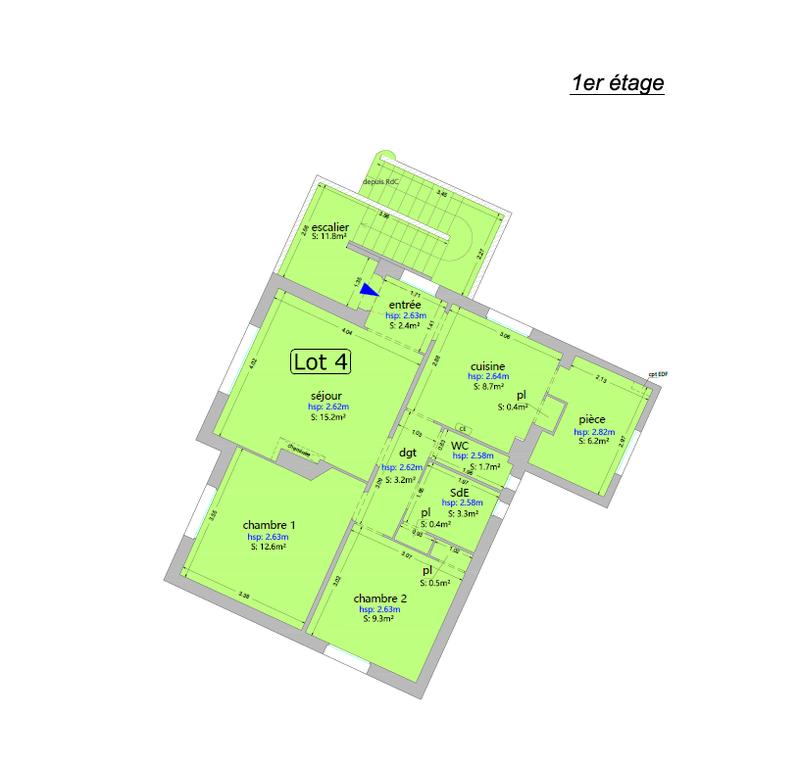 Appartement - 63 m² - 3 pièces