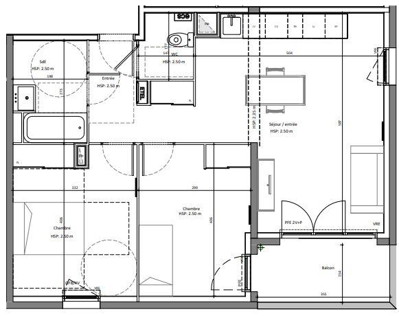 Appartement - 64 m² - 3 pièces