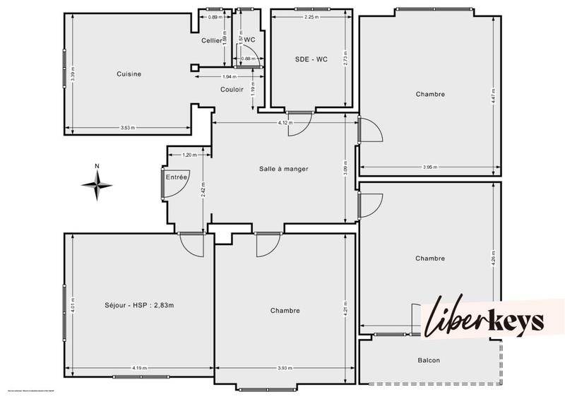 Appartement - 125 m² - 6 pièces