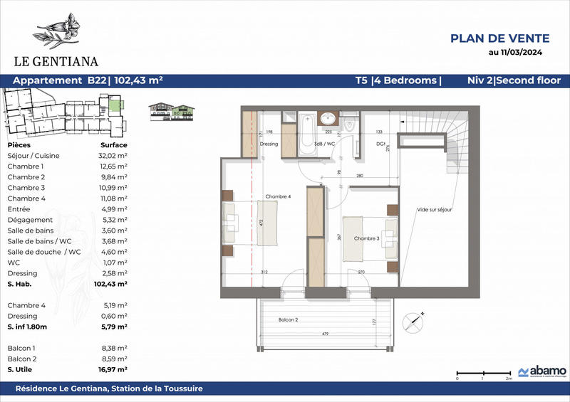 Appartement - 102 m² - 5 pièces