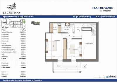 Appartement - 102 m² - 5 pièces