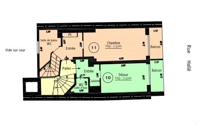 Duplex - 46 m² - 2 pièces