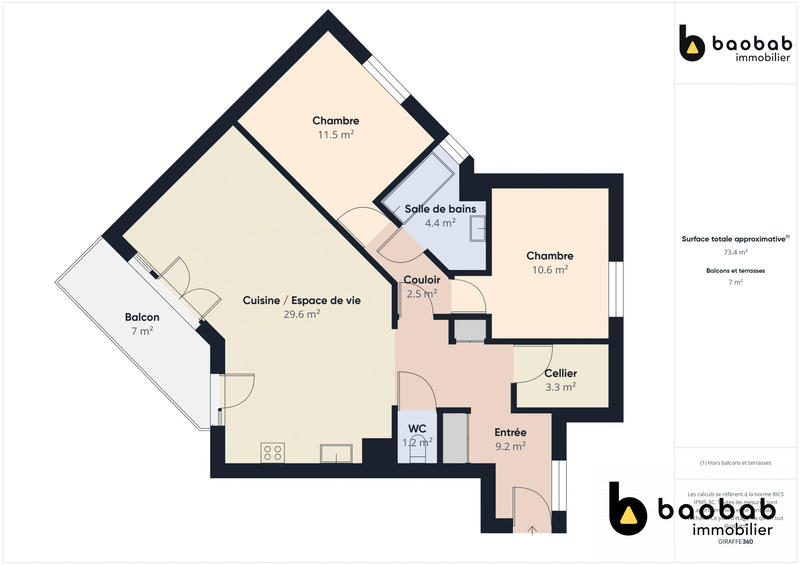 Appartement - 74 m² - 3 pièces