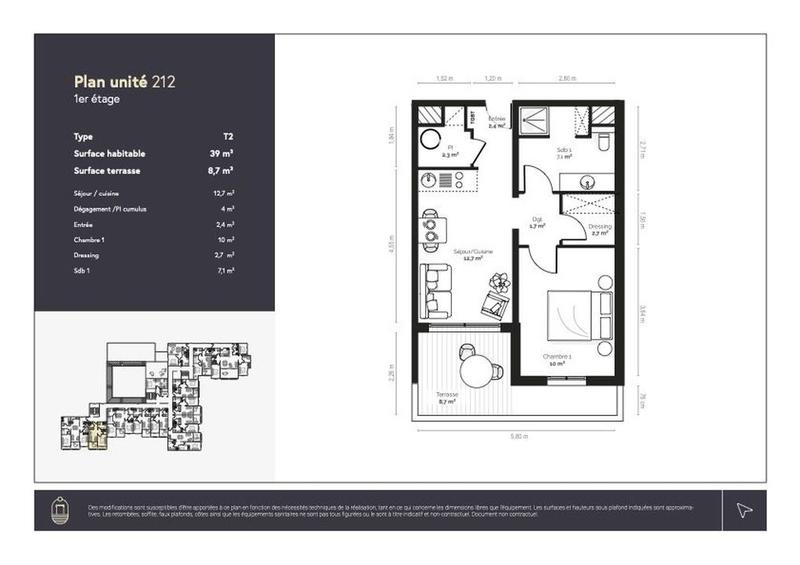 Appartement - 39 m² - 2 pièces