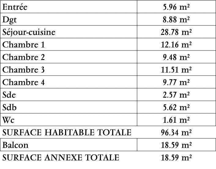 Appartement - 96 m² - 5 pièces
