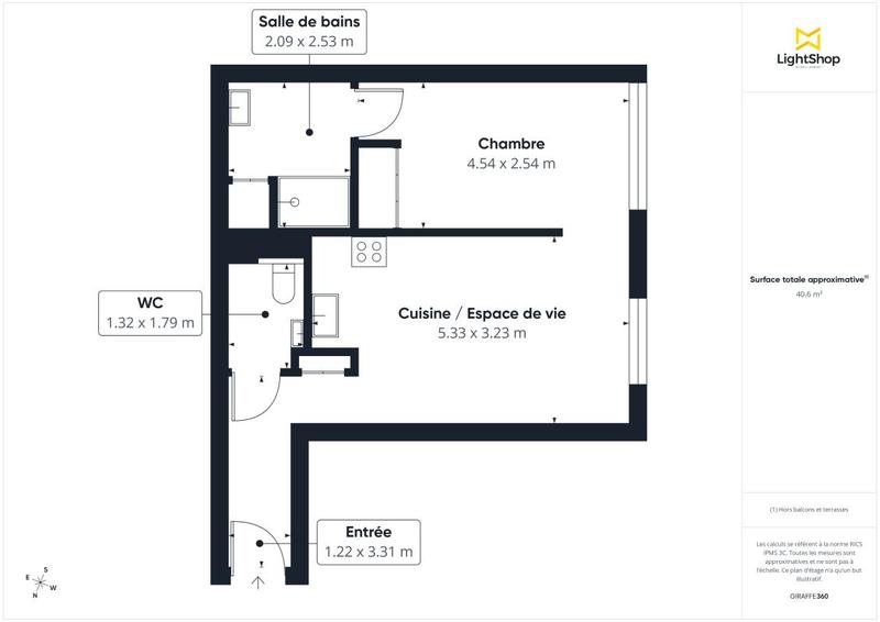 Appartement - 42 m² - 2 pièces