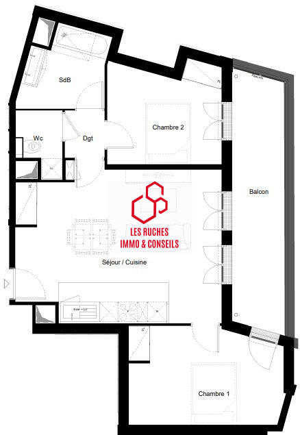 Appartement - 64 m² - 3 pièces