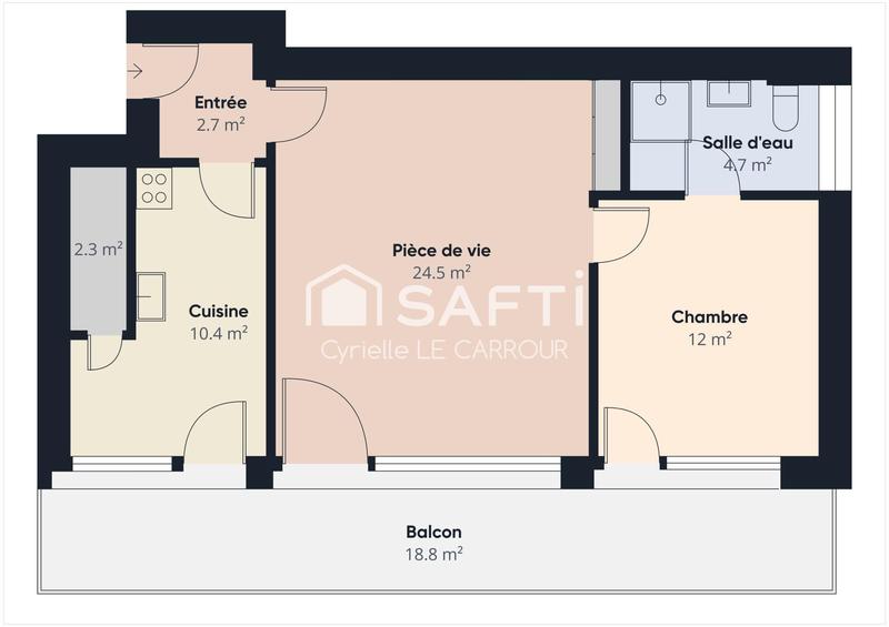 Appartement - 57 m² - 2 pièces