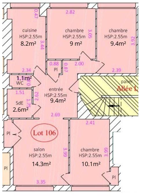 Appartement - 64 m² - 4 pièces