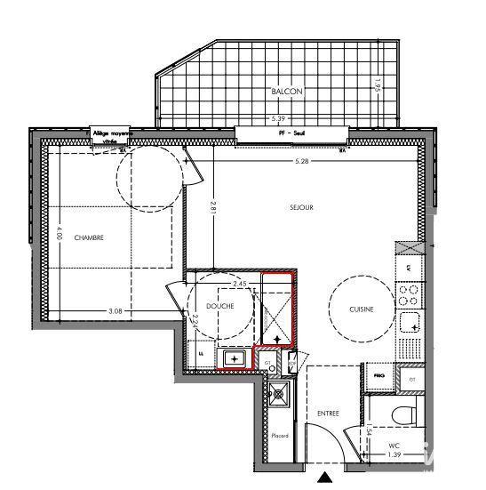 Appartement - 45 m² - 2 pièces
