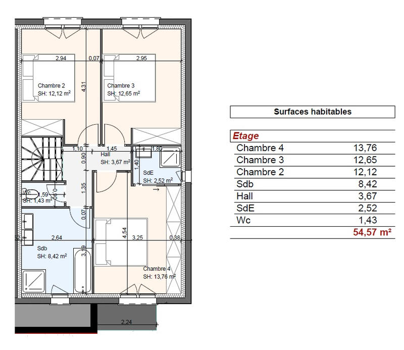 Maison - 100 m² - 4 pièces