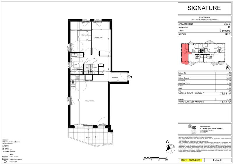 Appartement - 73 m² - 3 pièces