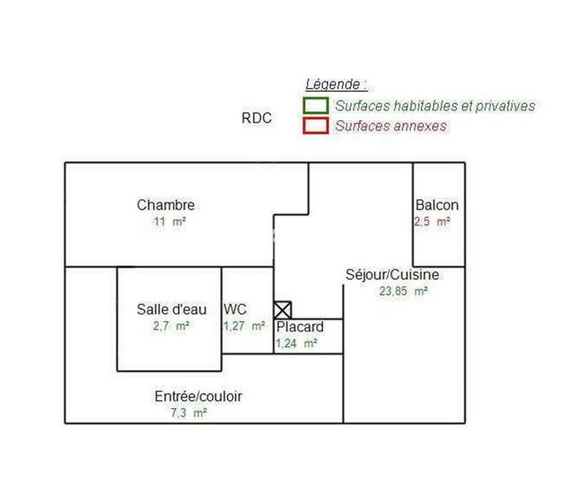 Appartement - 47 m² - 2 pièces