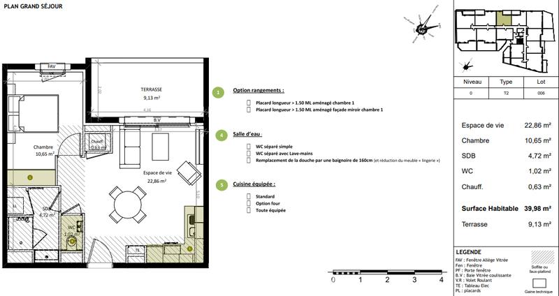 Appartement - 39 m² - 2 pièces