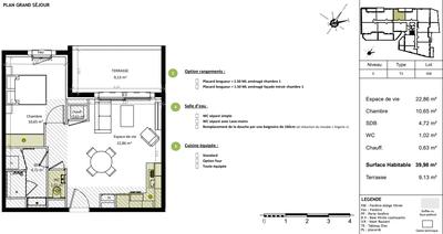 Appartement - 39 m² - 2 pièces
