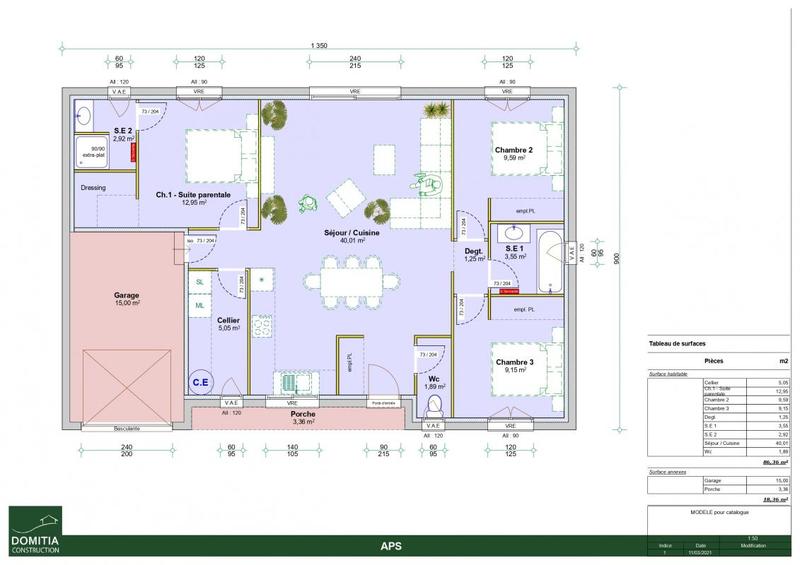 Maison - 86 m² - 4 pièces