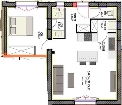 Appartement - 42 m² - 2 pièces