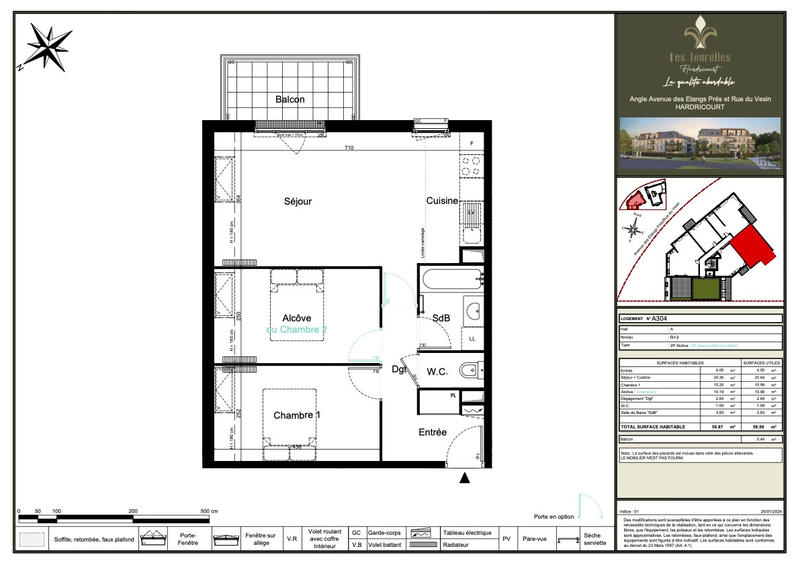 Appartement - 60 m² - 3 pièces
