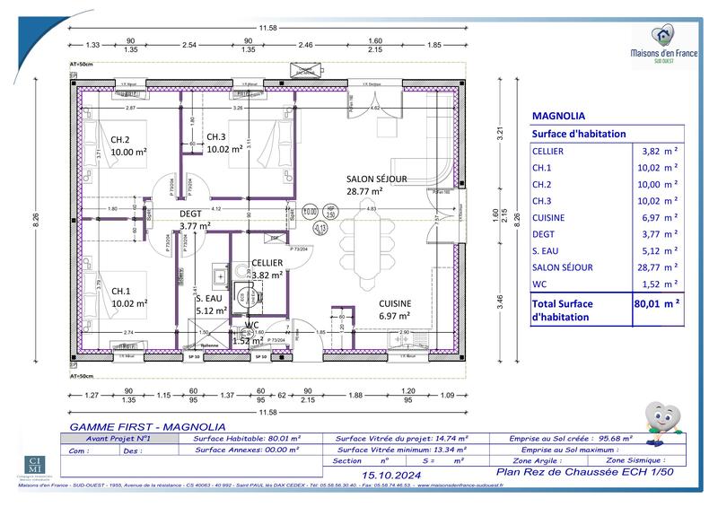 Maison - 80 m² - 4 pièces