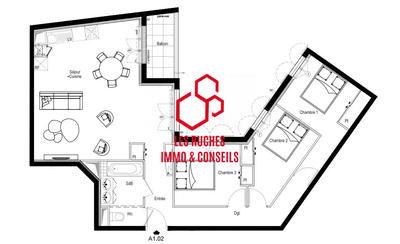 Appartement - 82 m² - 4 pièces