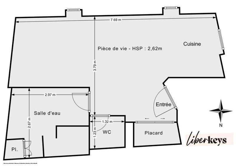 Appartement ancien - 33 m² - 1 pièce