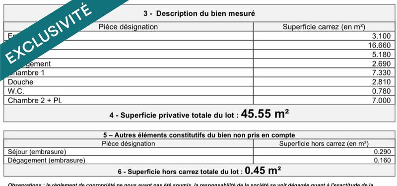 Appartement - 45 m² - 2 pièces