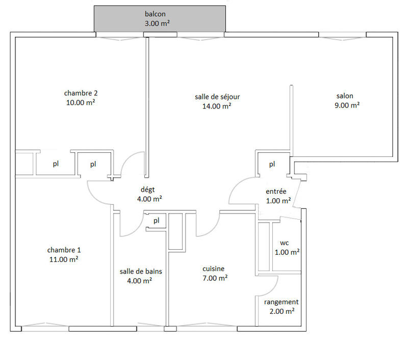 Appartement - 63 m² - 4 pièces